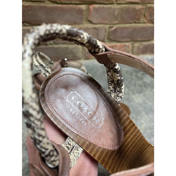 Coach Simona Cream Snakeskin Waxy Leather Heel Size 8 - Picture 8 of 10